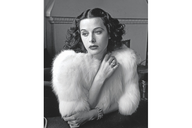 Hedy Lamarr - Glamorous portrait of movie actress Hedy Lamarr wearing white fox fur short jacket.1938 - �Diltz/RDA/Everett Collection (00523921)