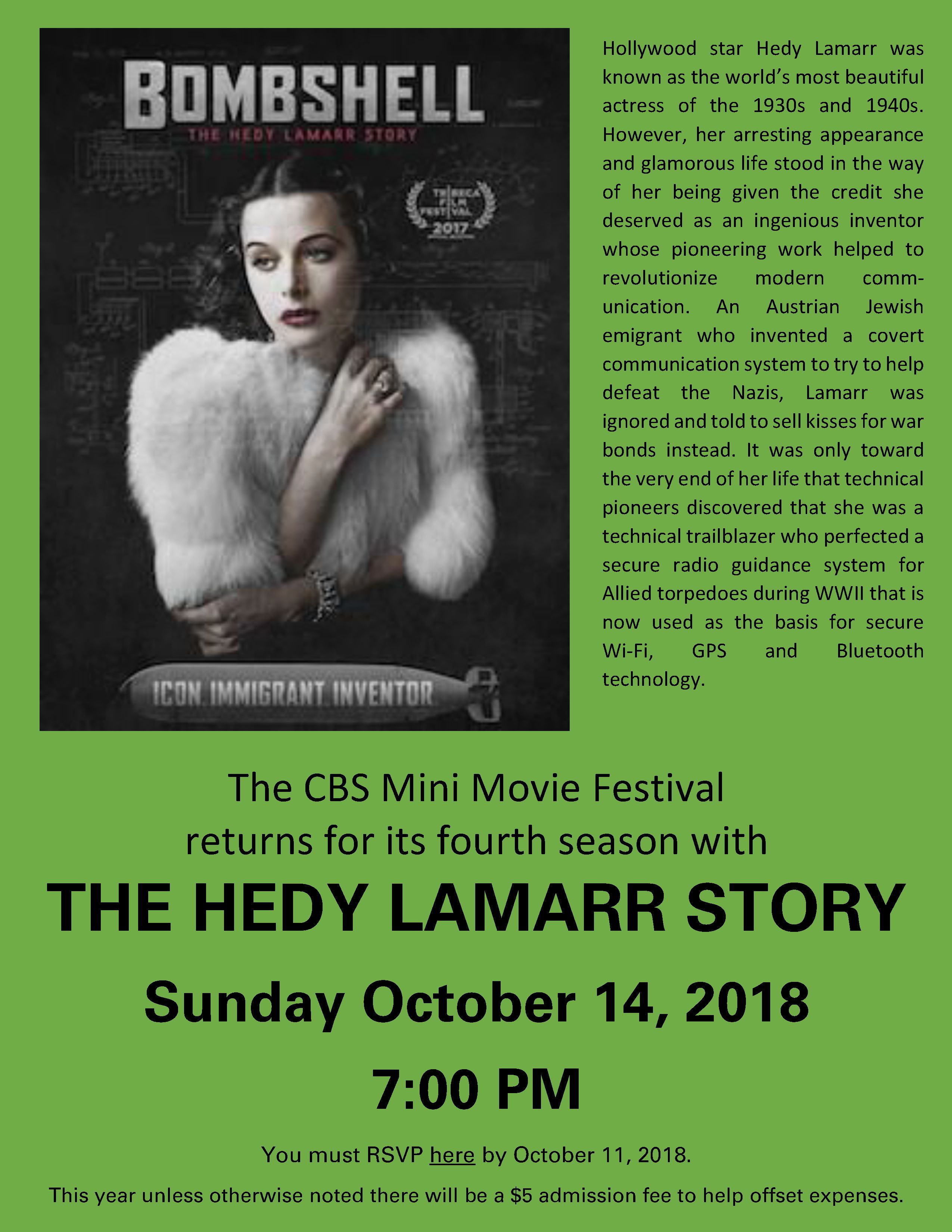 Beth Shalom Kicks Off Mini Movie Festival The Hedy Lammar Story Atlanta Jewish Connector 6331