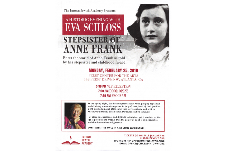 Eva Schloss Event Flyer 1.21.19