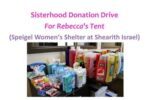 CAL_ Sisterhood Donation Drive for Rebecca's Tent Sept 15 and SEpt 30