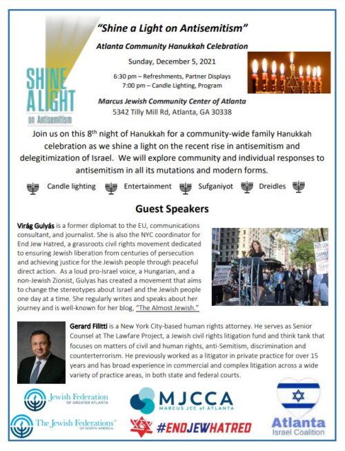 Shine a Light Atlanta on Antisemitism Dec 5-2021