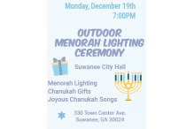 CAL_1219 Outdoor Menorah Lighting Ceremony Suwanee City Hall Dec 15
