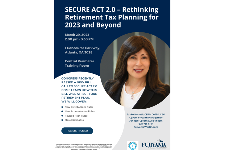 CAL_0329 Secure Act 2.0 Seminar - Rethinking Retirement Tax Planning for 2023 and Beyond March 15