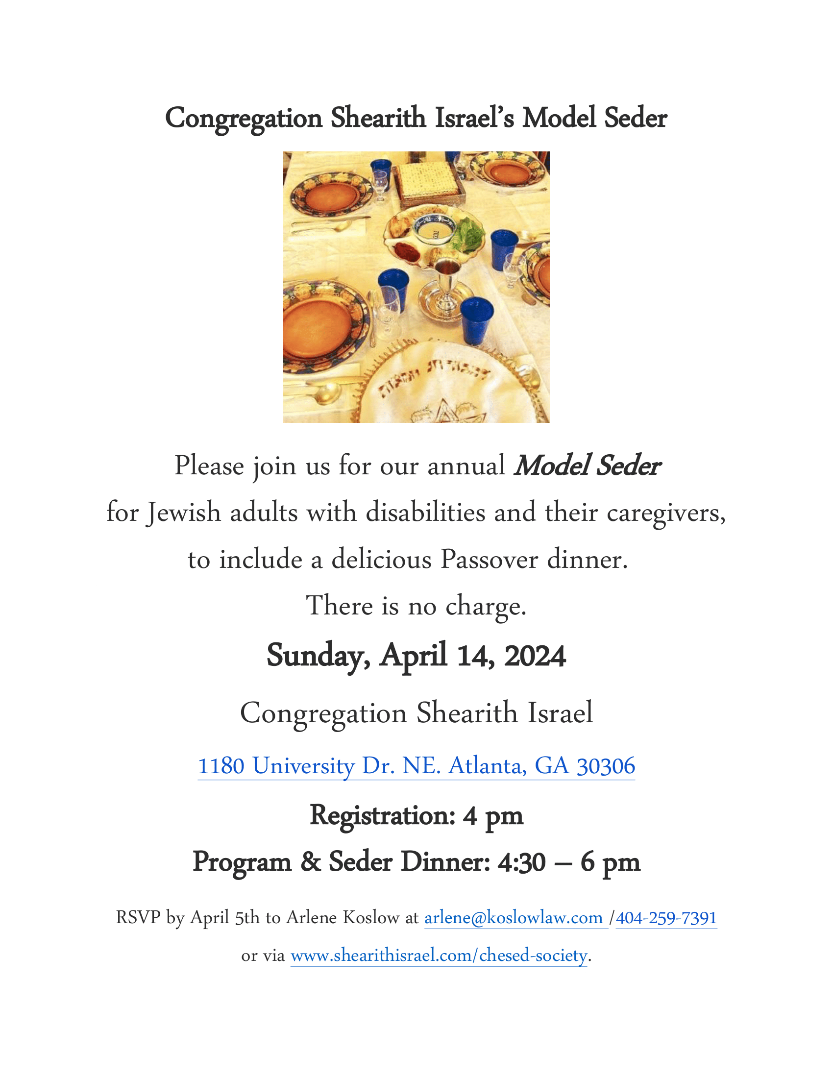 Model Sader Model Seder | Atlanta Jewish Connector