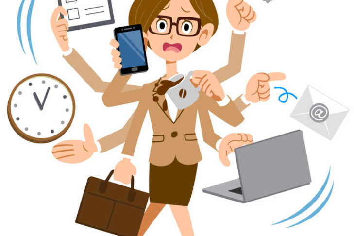 40087776 - women who wear glasses to work in busy too company